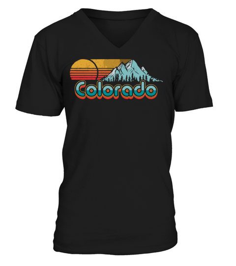 Retro Throwback Colorado Mountains V-Neck T-shirt
