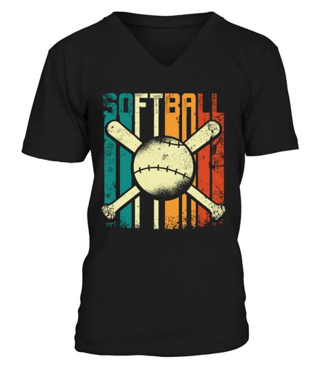 Retro Vintage Softball V-Neck T-shirt