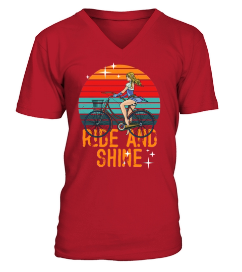 Ride And Shine - Bicycles Mountain Bike Men Women V-Neck T-shirt