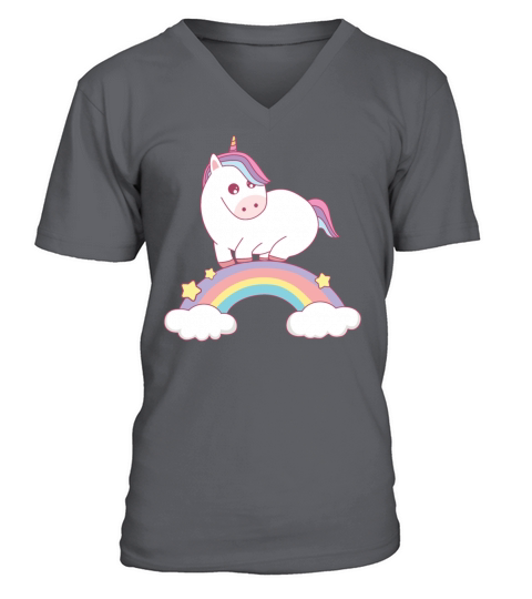 unicorn standing on rainbow V-Neck T-shirt