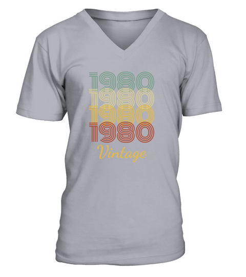 Vintage Birthday Gift Born In 1980 Slogan V-Neck T-shirt
