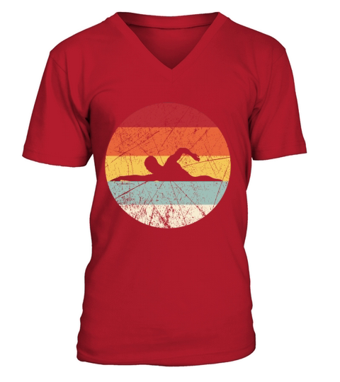 Vintage Swim Crawl Retro Swimming Gift Front Crawl V-Neck T-shirt