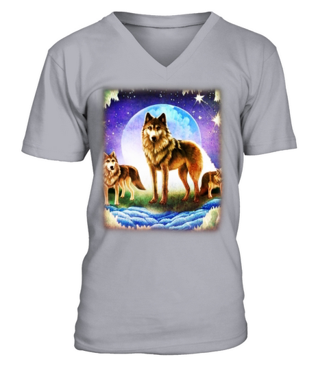 Wolf artwork design predator face imprint V-Neck T-shirt