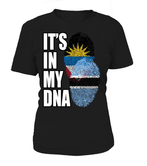 Botswana And Antiguan Mix Heritage DNA Flag Women's T-Shirt