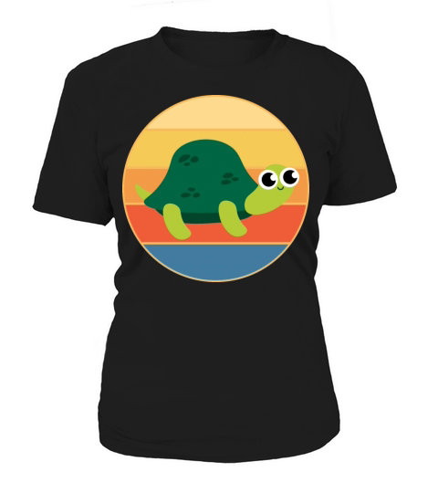 Cute Turtle Vintage Retro Sunset Marine Animal Women's T-Shirt