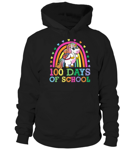 100 Days Of School Rainbow Unicorn Boys Kids Hoodie Unisex