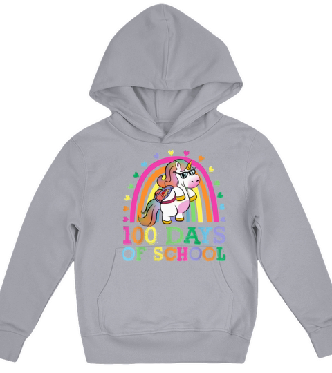 100 Days Of School Rainbow Unicorn Boys Kids Kids Hoodie