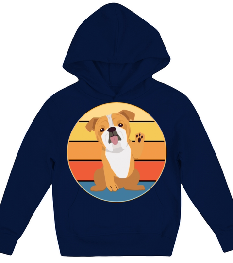 Bulldog Dog Breed Vintage Retro Sunset Kids Hoodie