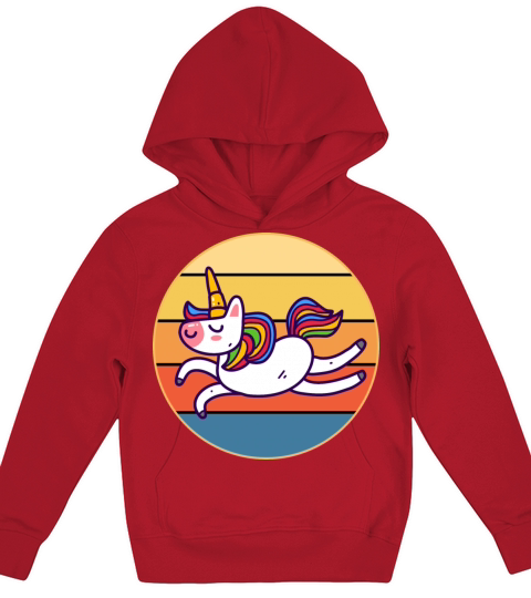 Cute Kawaii Unicorn Retro Sunset Vintage Kids Hoodie