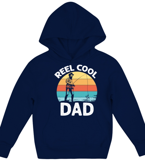 Funny Quote Distressed Vintage Real Cool-Dad Fishi Kids Hoodie