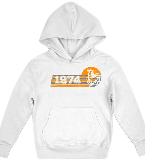 Motorcross Motorcycle Vintage 1974 Birthday Kids Hoodie