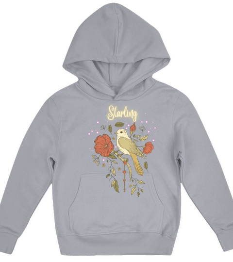 Retro Vintage Starling T Shirt Silhouette Bird Kids Hoodie