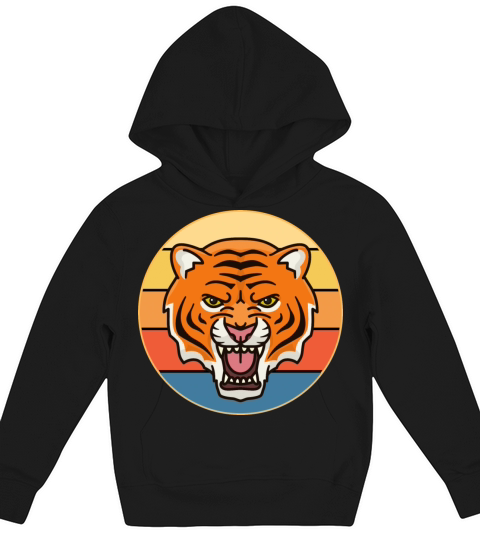 Tiger Big Cat Vintage Retro Sunset Kids Hoodie