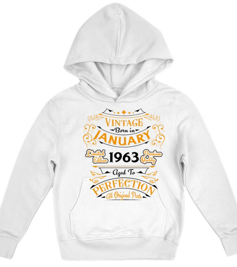 Vintage born in January 1963 Birthday gift Kids Hoodie