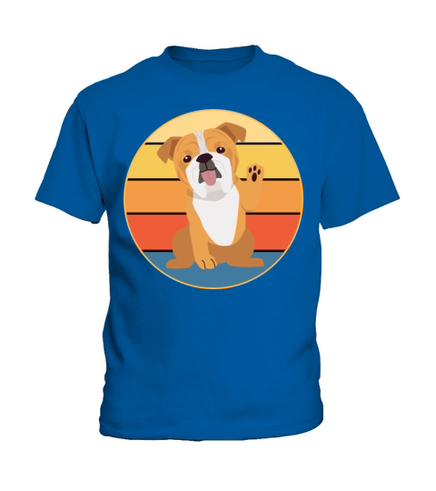 Bulldog Dog Breed Vintage Retro Sunset Kids T-Shirt