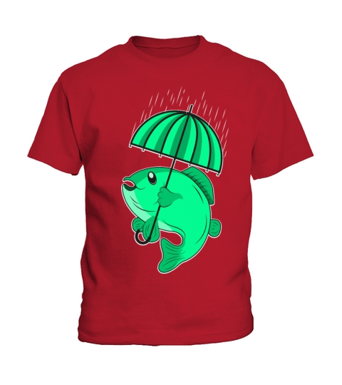 Fish with umbrella T shirt design Kids T-Shirt