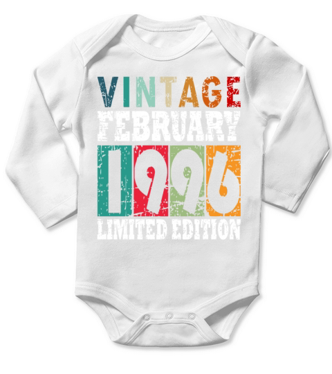 1996 February vintage Long Sleeve Baby One-Piece