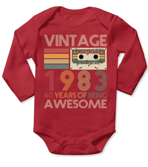 40th birthday vintage 1983 40 years being awesome Long Sleeve Baby One-Piece