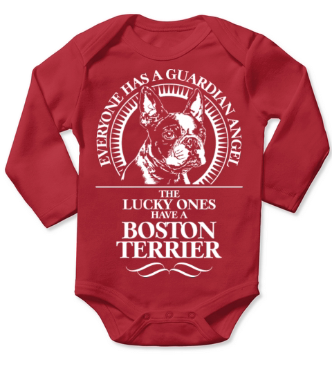 Boston Terrier Guardian Angel Dog quote Long Sleeve Baby One-Piece