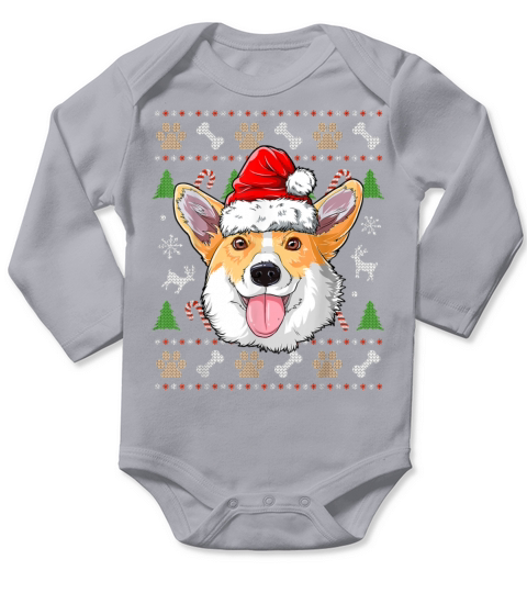 Corgi Ugly Christmas Dog Santa Hat Xmas Boys Kids Long Sleeve Baby One-Piece