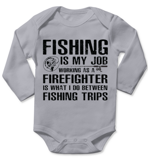Firefighter Funny Fishing Long Sleeve Baby One-Piece