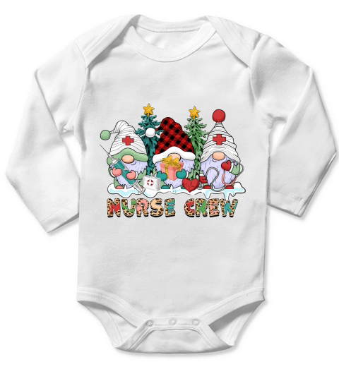 Gnomes Nurse Crew Christmas Long Sleeve Baby One-Piece