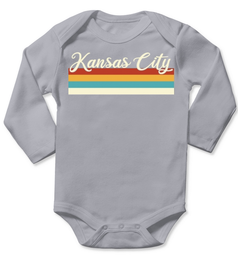 Kansas City - Retro - Vintage - United States Long Sleeve Baby One-Piece