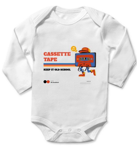 Keep it Old School - Vintage Cassette Tape Long Sleeve Baby One-Piece
