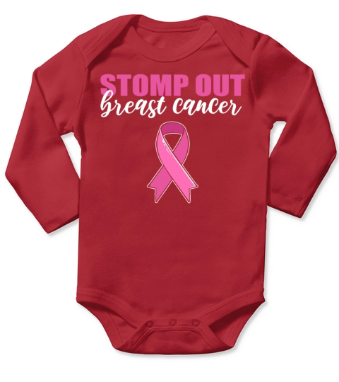 Stomp Out Breast Cancer Awareness Long Sleeve Baby One-Piece