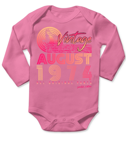 Vintage 1974 August Long Sleeve Baby One-Piece