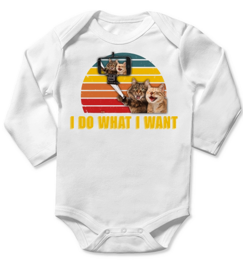 Vintage Retro I Do What I Want My Black Cat Lovers Long Sleeve Baby One-Piece