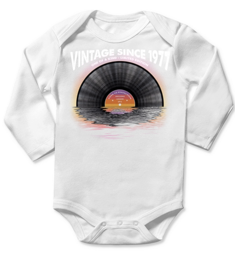 Vintage since 1977 Retro Disco Music Vintage Long Sleeve Baby One-Piece
