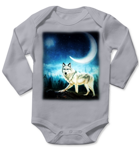 Wolf artwork design predator face imprint Long Sleeve Baby One-Piece