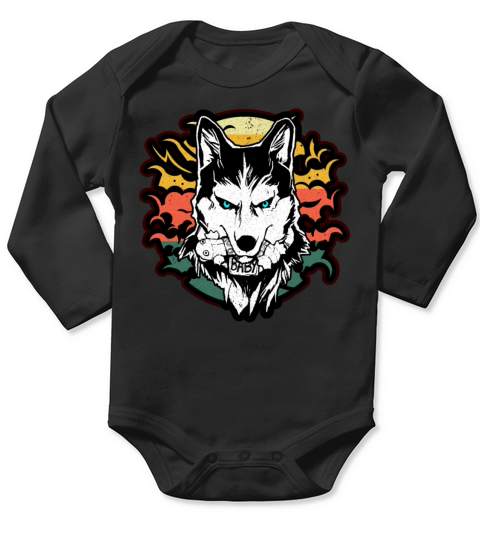 Wolf Siberian Husky Dog Pet Dogs Lover Long Sleeve Baby One-Piece