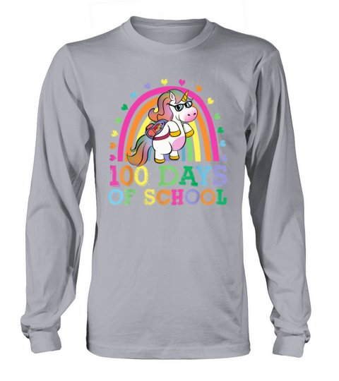 100 Days Of School Rainbow Unicorn Boys Kids Long sleeved Unisex