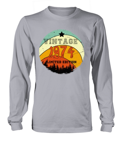 45th Birthday Gifts - Vintage 1974 T Shirt Hiking Long sleeved Unisex