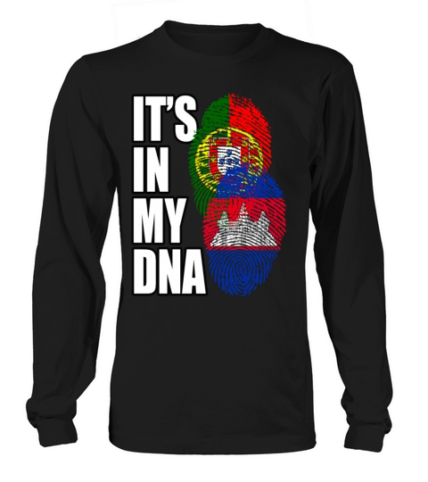 Cambodian And Portuguese Mix Heritage DNA Flag Long sleeved Unisex