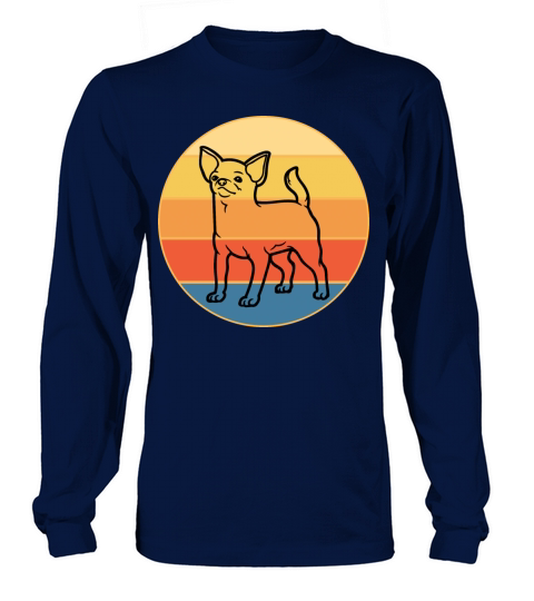 Cute Chihuahua Dog Breed Vintage Retro Sunset Long sleeved Unisex