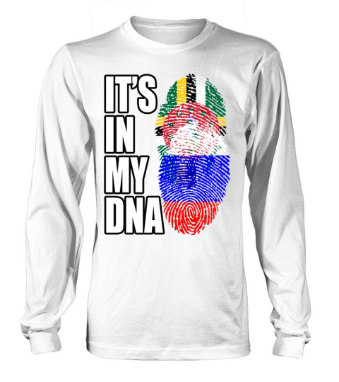Dominican And Russian Mix Heritage DNA Flag Long sleeved Unisex
