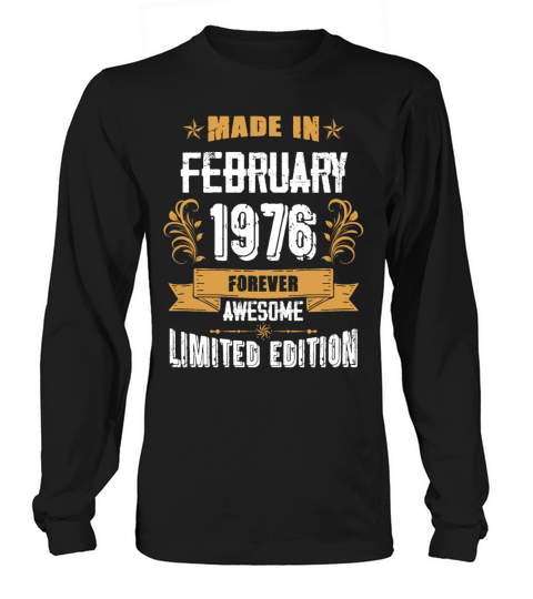 February 1976 Vintage Birthday Present Long sleeved Unisex