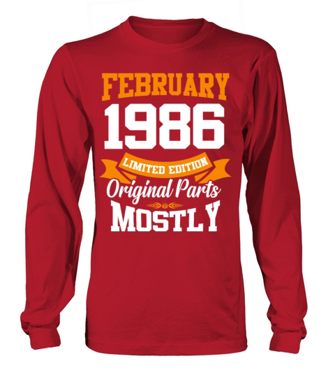 February 1986 Vintage Birthday Present Long sleeved Unisex
