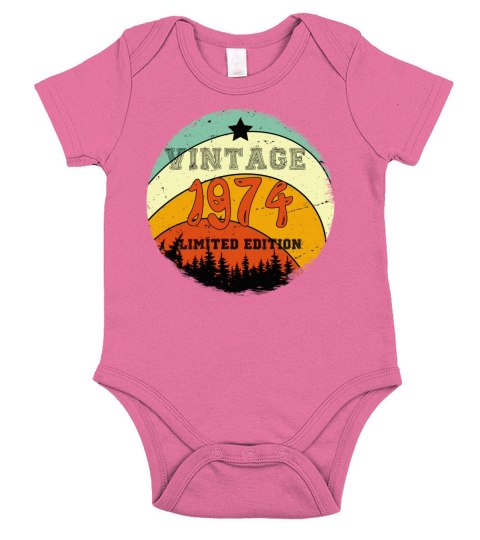 45th Birthday Gifts - Vintage 1974 T Shirt Hiking Short Sleeve Baby One-Piece