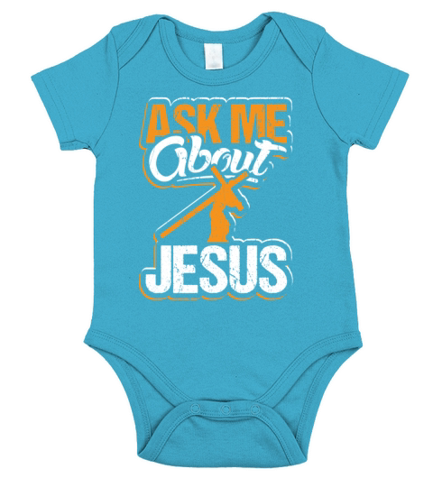Ask me About Jesus Bible Christian Short Sleeve Baby One-Piece