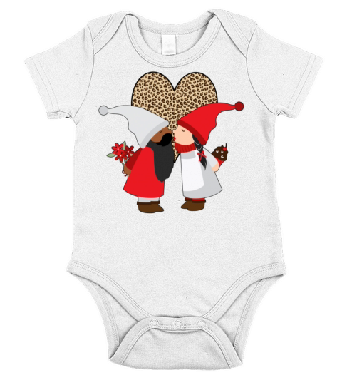 Biracial Couples Gift Valentines Day Gnome Mixed Short Sleeve Baby One-Piece