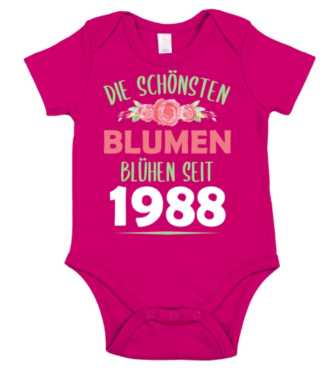 Born In 1988 Flowers Saying Birthday Gift Short Sleeve Baby One-Piece