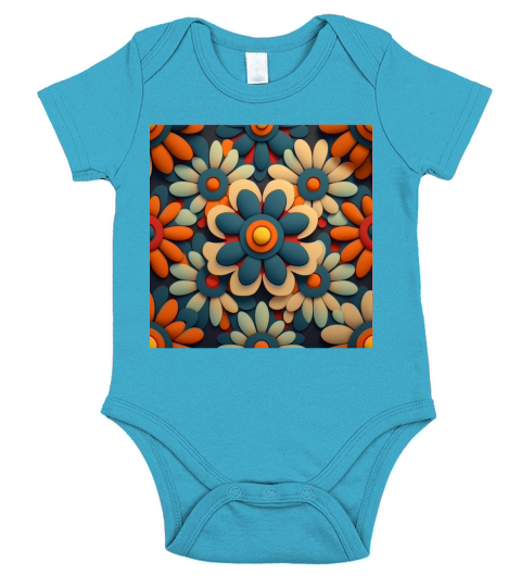 cool pattern flower art Short Sleeve Baby One-Piece