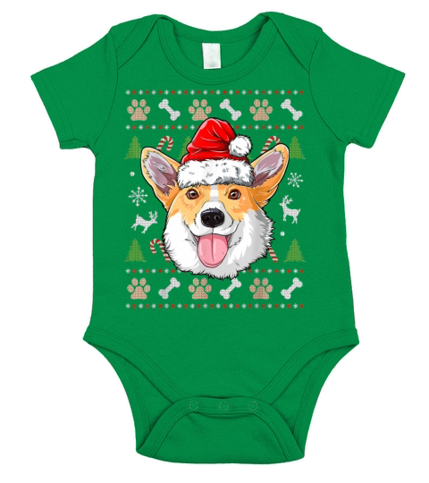 Corgi Ugly Christmas Dog Santa Hat Xmas Boys Kids Short Sleeve Baby One-Piece