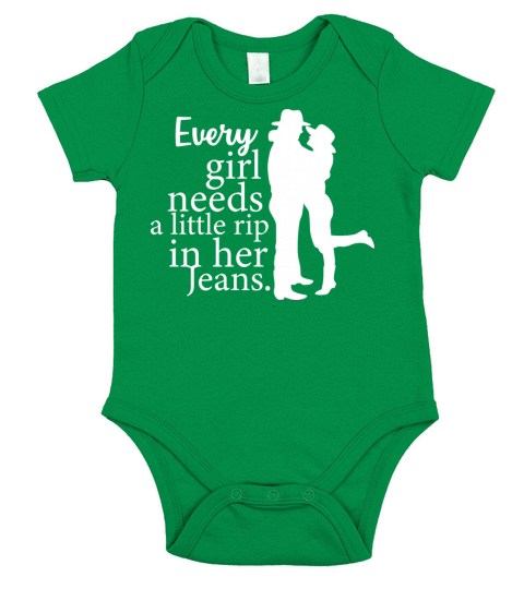 Every Girl Needs Little Rip In Her Jeans Distresse Short Sleeve Baby One-Piece