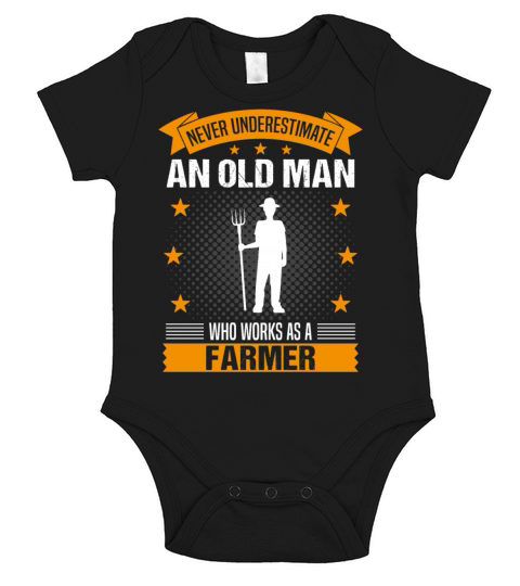Farmer Old Man Funny Quote Gift For Men Short Sleeve Baby One-Piece