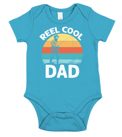 Funny Quote Distressed Vintage Real Cool-Dad Fishi Short Sleeve Baby One-Piece